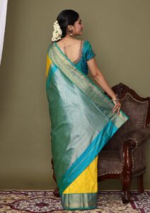 Lemon Gold All Over Small  Butta Motif Zari Woven Kanchipuram Silk Saree