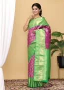 Parrot Green Floral Motif Silk Woven Kanchipuram Silk Saree