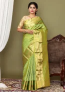 Olive Green Silk Woven Kanchipuram Silk Saree
