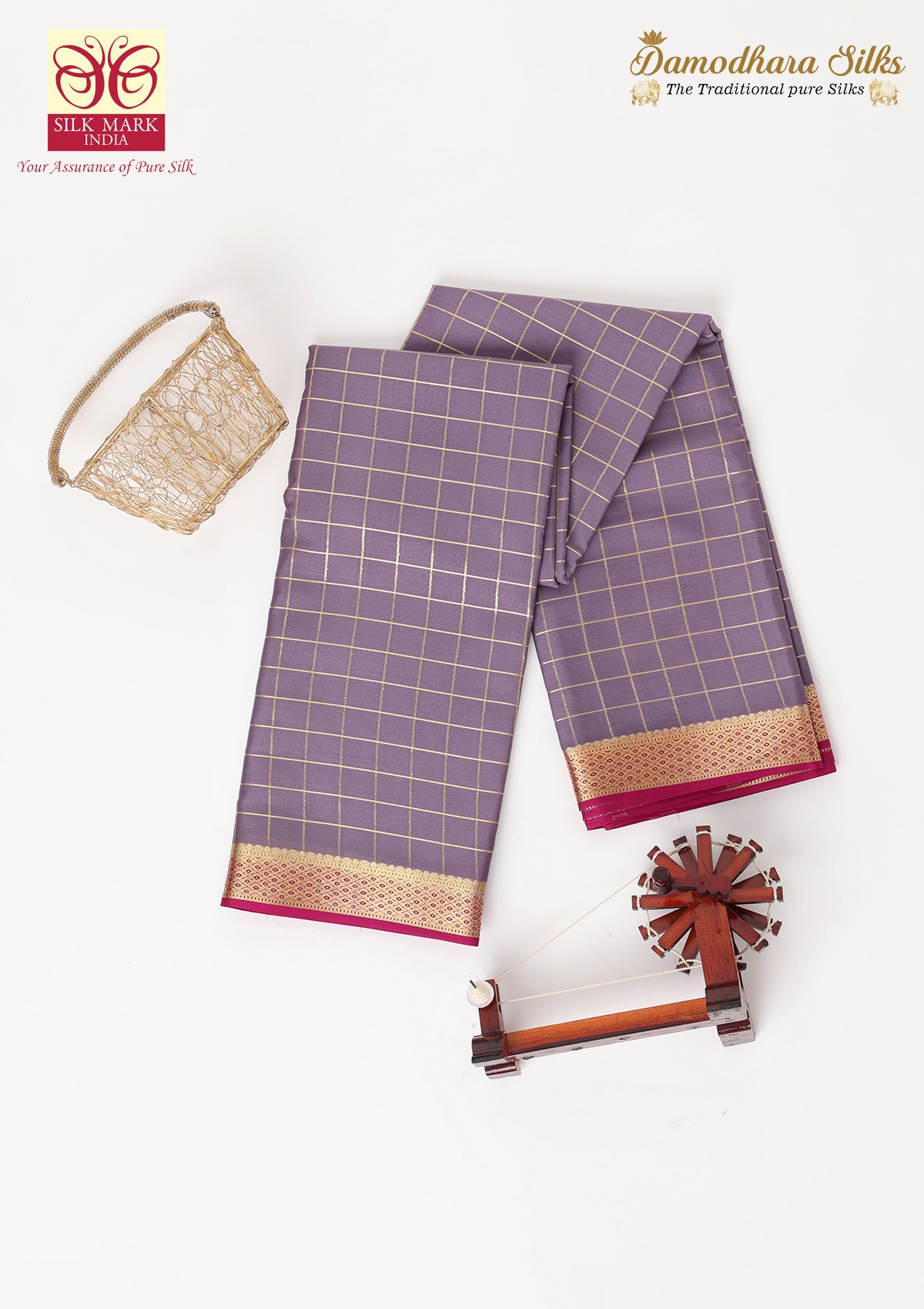 Lavender With Pink Mysore Silk Saree