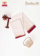 Off White With Dark Pink Mysore Silk Saree