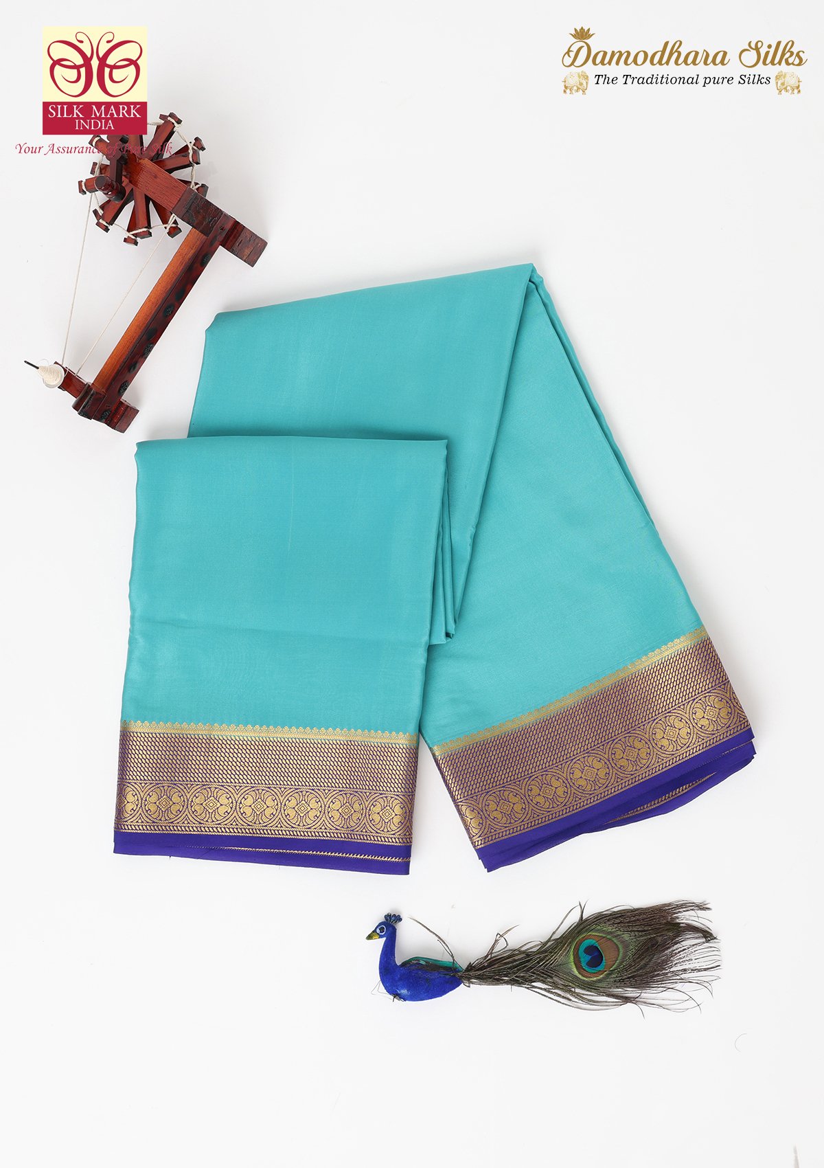 Blue With Royal Bule Mysore silk Saree