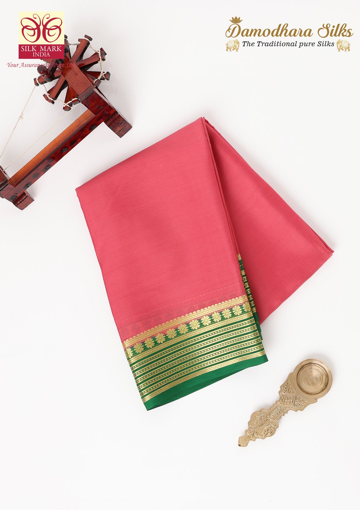 Light Pink With Green Mysore silk Saree