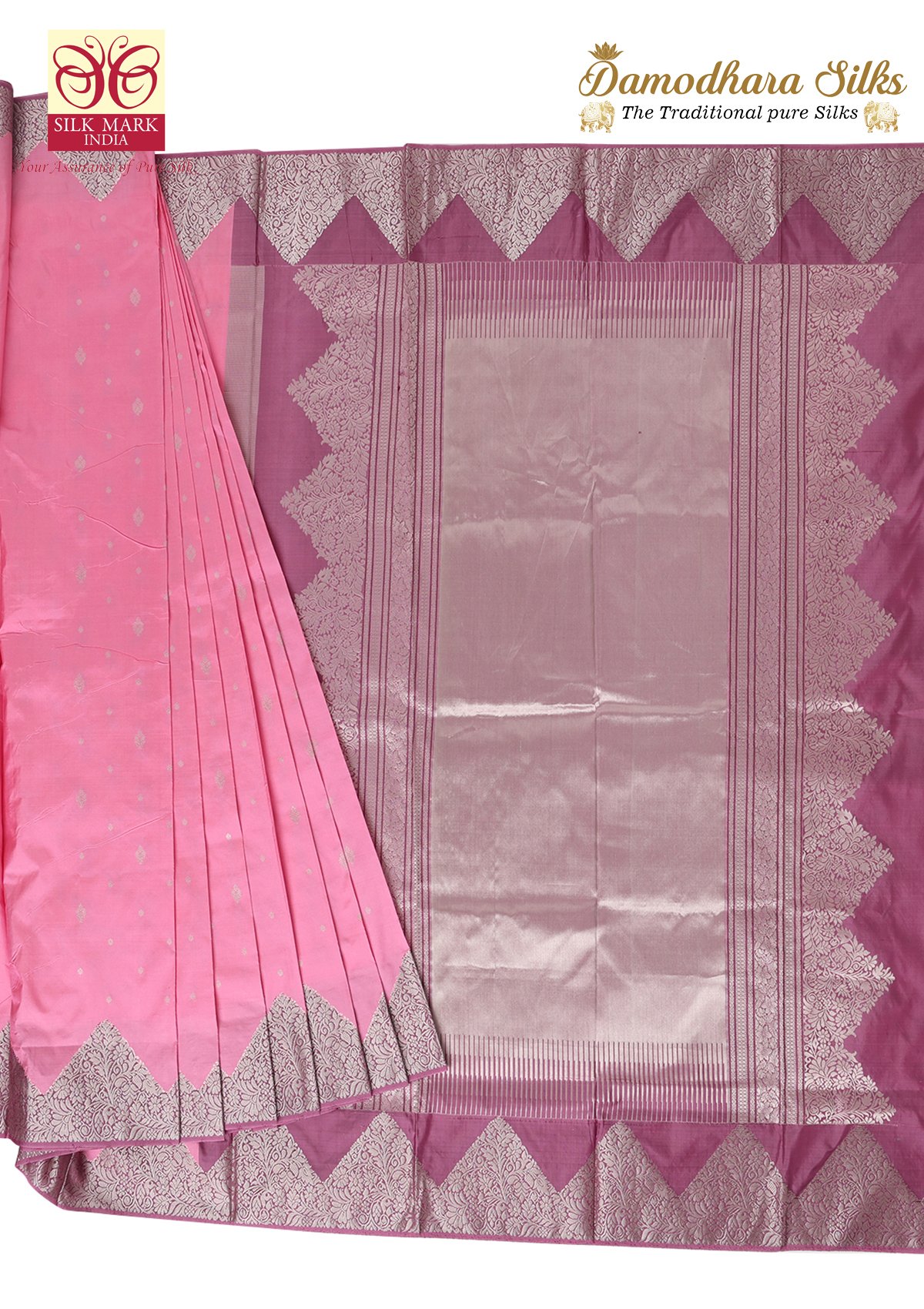 Light Pink With Onion Purple Kanchipuram Silk Saree