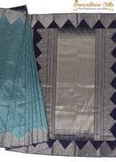 Silver Blue Gray With Navy Blue Dual Tone Kanchipuram Silk Saree