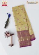 Yellow Gold With Purple Bridal Wedding kanchipuram Silk Saree