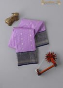 Light Lavender With Navy Blue Kanchipuram Silk Saree