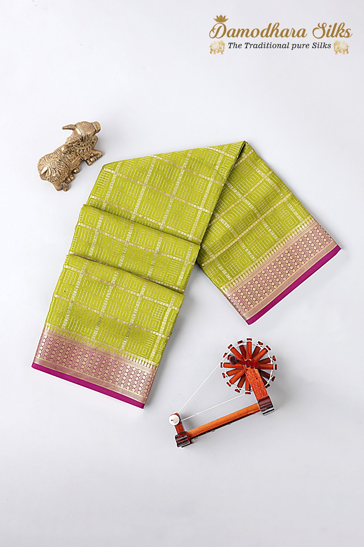 Green Olive Purple Mysore Silk Saree