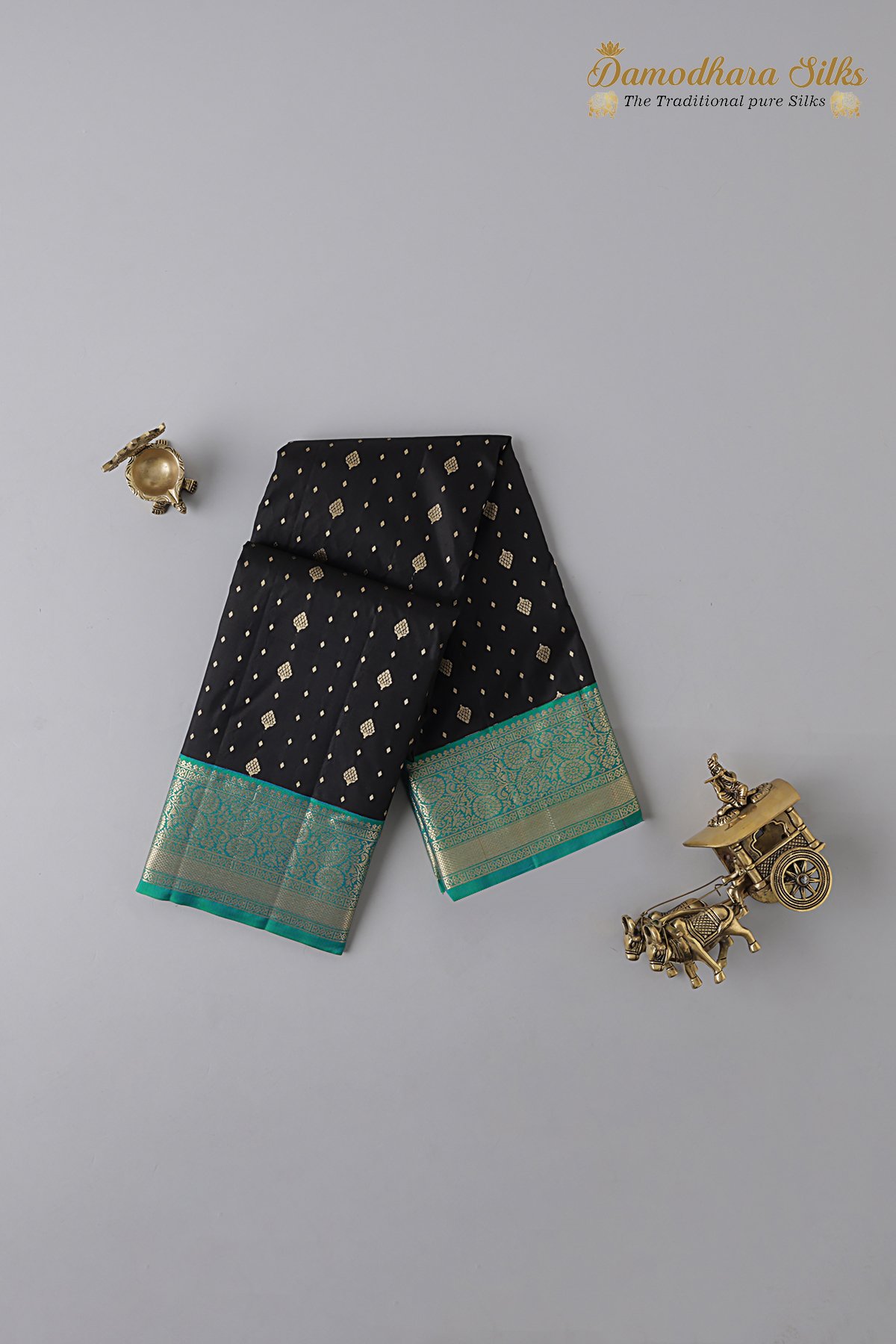 Black With Dark Rama Kanchipuram Silk Saree