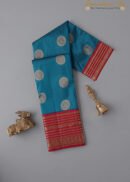 Dark Blue With Red Peacock Motif Kanchipuram Silk Saree