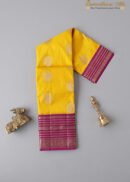 Gold With Dark Pink Peacock Motif Kanchipuram Silk Saree