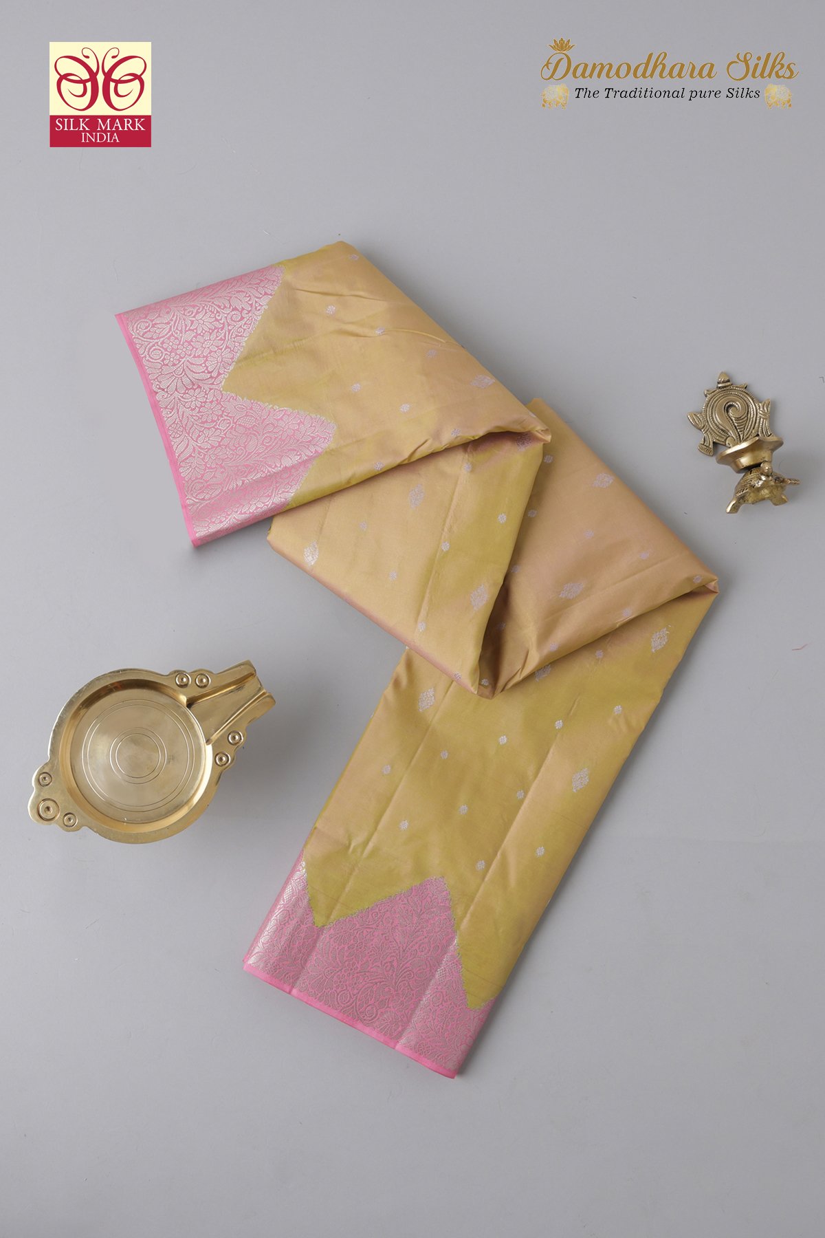 Pink Gold Kanchipuram Silk Saree