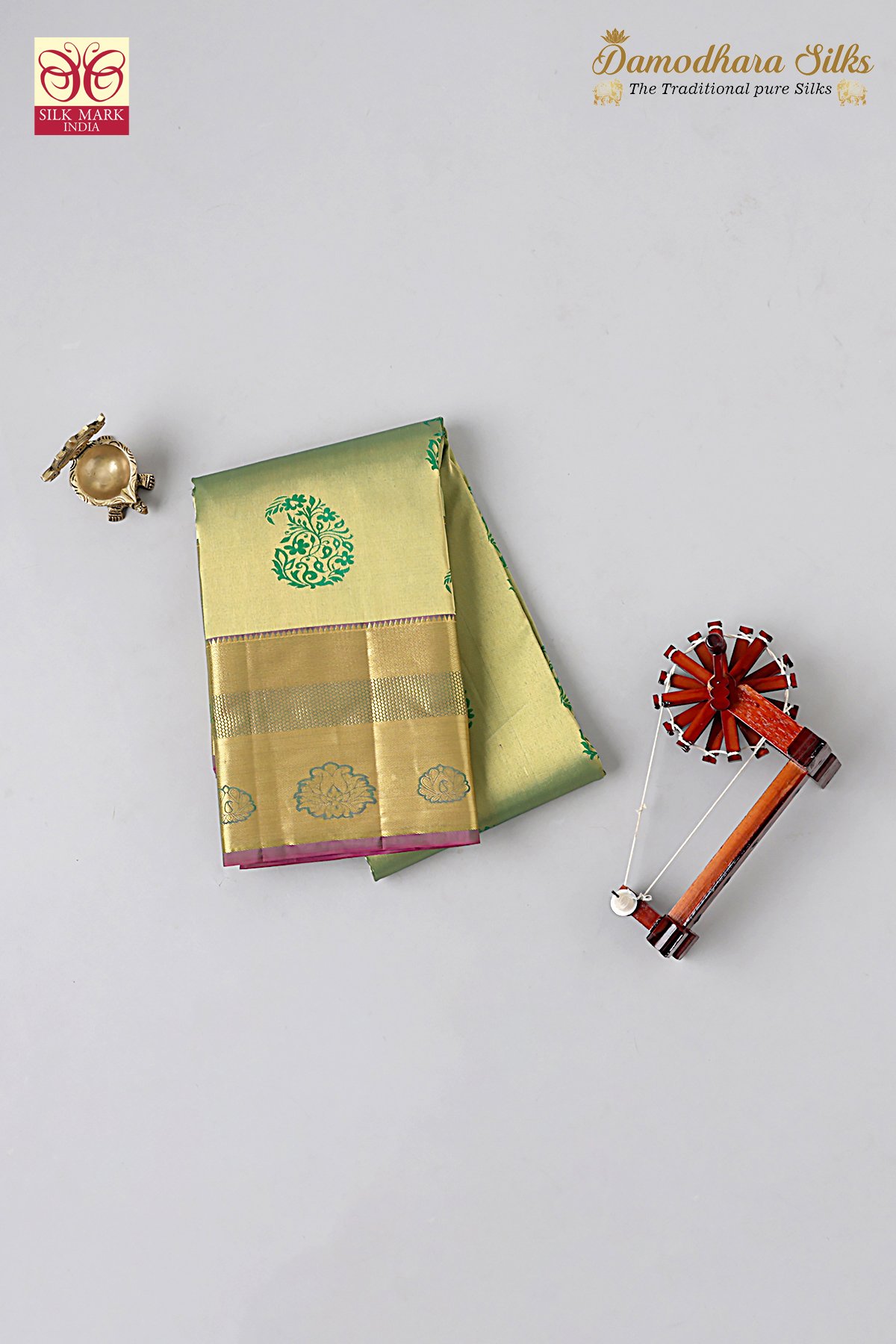 Green Mango Tissue Brocade Kanchipuram Silk Sarees