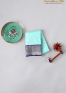 Light Sky Blue With Navy Blue Kanchipuram Silk Saree