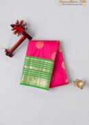 Parrot Green With Pink Peacock Motif Kanchipuram Silk Saree
