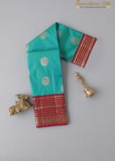 Sky Blue Green Peacock Motif Kanchipuram Silk Saree